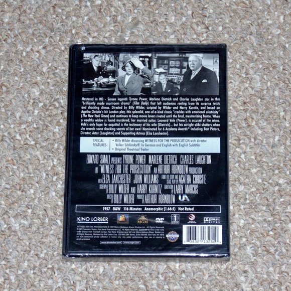 Witness for the Prosecution DVD 2014 Kino Lorber Brand New Marlene Dietrich - Picture 2 of 3